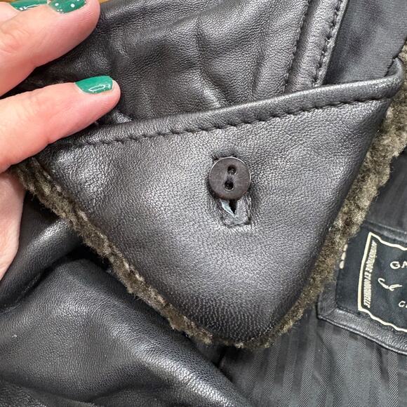 Express Size M Leather Coat Vintage Thinsulate Belted Removable Sherpa Collar - Picture 12 of 16